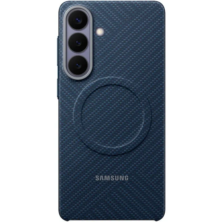 Samsung Husa protectie spate pentru Telefon Samsung Galaxy S26 Ultra, Carbon Magnet Case, Albastru