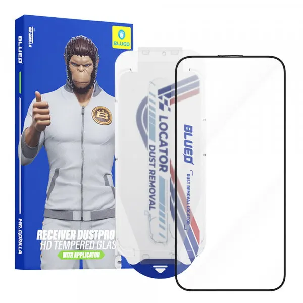 Blueo Folie de protectie Ecran Blueo Anti-Dust HD Applicator Pro pentru Apple iPhone 14 Pro Max, Sticla Securizata, Full Glue, Neagra