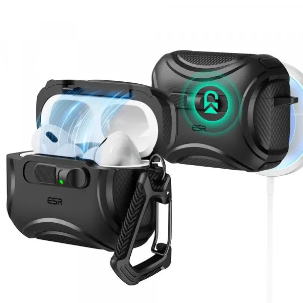 ESR Husa ESR Cyber FlickLock pentru Apple AirPods Pro 3, Neagra