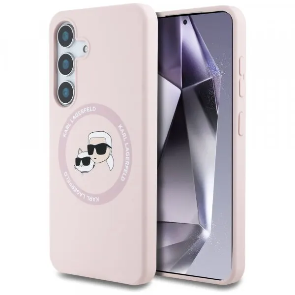 Karl Lagerfeld Husa MagSafe pentru Samsung Galaxy S25 S931, Karl Lagerfeld, Silicone Double Heads, Roz