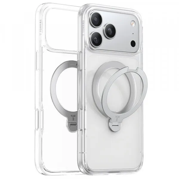 Torras Husa MagSafe pentru Apple iPhone 17 Pro, Torras, Ostand Spin, Transparenta