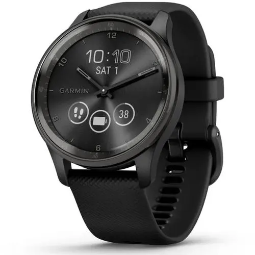 Ceas Activity Tracker Garmin vivomove Trend, WW, Silicone, Monitorizare Stres, Oxigen, Bluetooth (Negru)