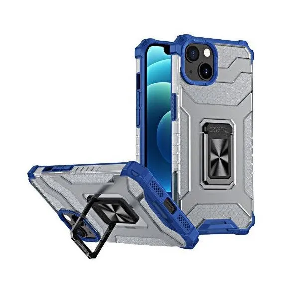 Flippy, Husa de protectie Flippy compatibila cu Apple iPhone 13 Mini Acrylic Armor cu suport Albast