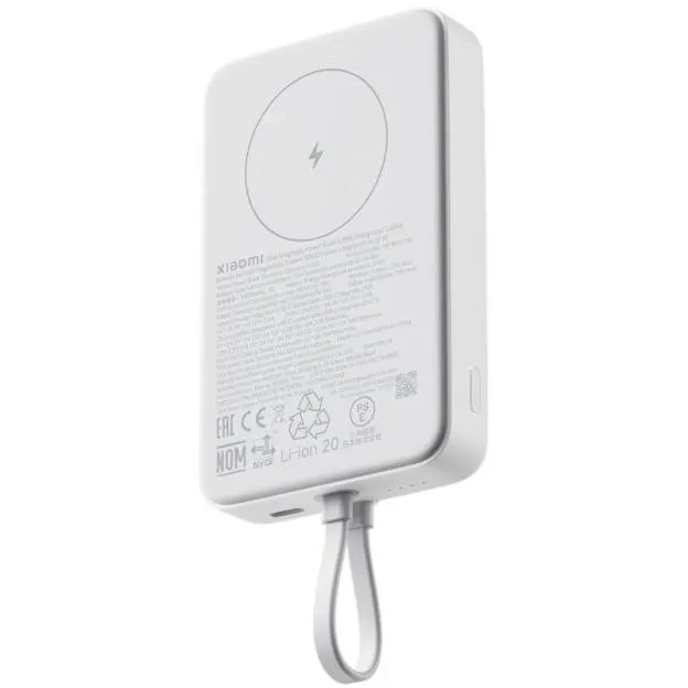 Xiaomi Acumulator portabil universal Xiaomi BHR9822GL, 33 W, Magnetic Power Bank 10000 mAh, cablu integrat USB Type-C, Li-Ion, Alb