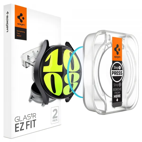 Spigen Folie Protectie Spigen GlastR EZ FIT pentru Samsung Galaxy Watch7 / Watch6 / Watch5 / Watch4 44mm Series, Set 2 bucati, Sticla Securizata AGL08493
