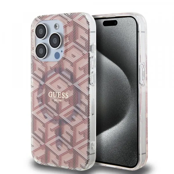 Guess Husa MagSafe pentru Apple iPhone 15 Pro Max, Guess, IML Gcube, Roz