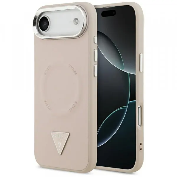 Guess Husa MagSafe pentru Apple iPhone 17 Air, Guess, Triangle Logo, Roz Argintie
