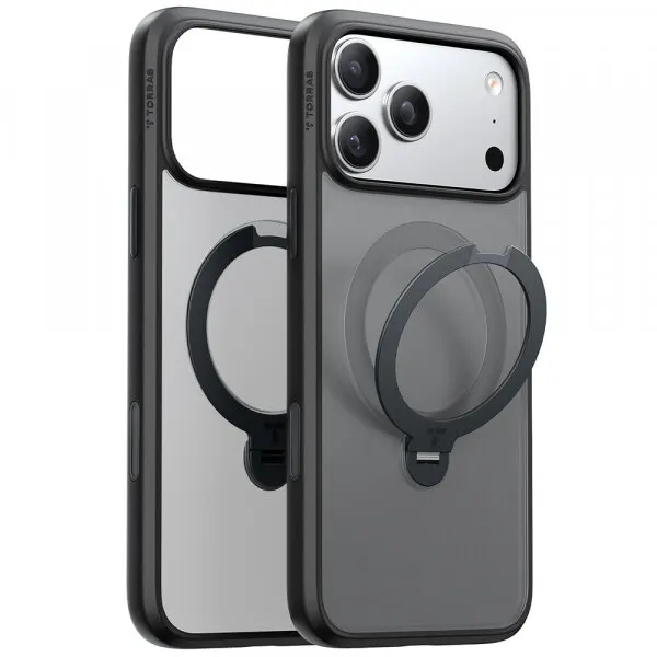 Torras Husa MagSafe pentru Apple iPhone 17 Pro, Torras, Ostand Spin, Neagra