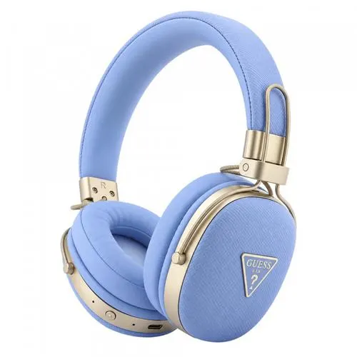 Casti Stereo Wireless Guess Grained Triangle Logo, Bluetooth, A2DP, Albastru