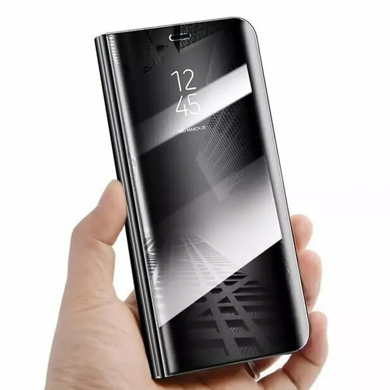 Flippy, Husa Tip Carte, Flippy, Compatibila cu Huawei Mate 10 Lite, Flip Cover Oglinda, Negru