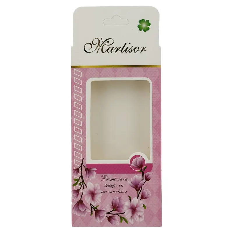 Ambalaje de Carton pentru Martisoare, Flippy, Set 200 Bucati, Cutii Brosa, Model Floral, Roz deschis