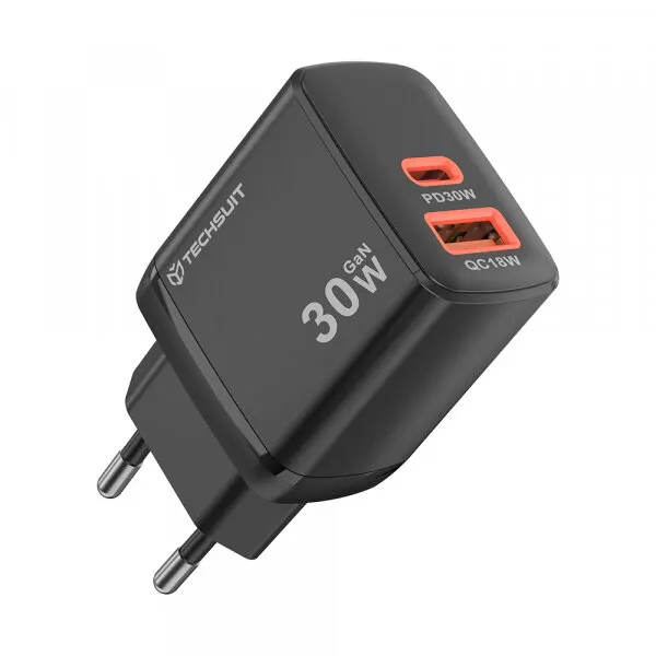 techsuit Incarcator Retea Techsuit CH1 Duonix, 30W, 3A, 1 x USB-A - 1 x USB-C, Negru