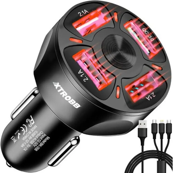 Xtrobb Incarcator Auto, Xtrobb 19907, QuickCharge 3in1, negru