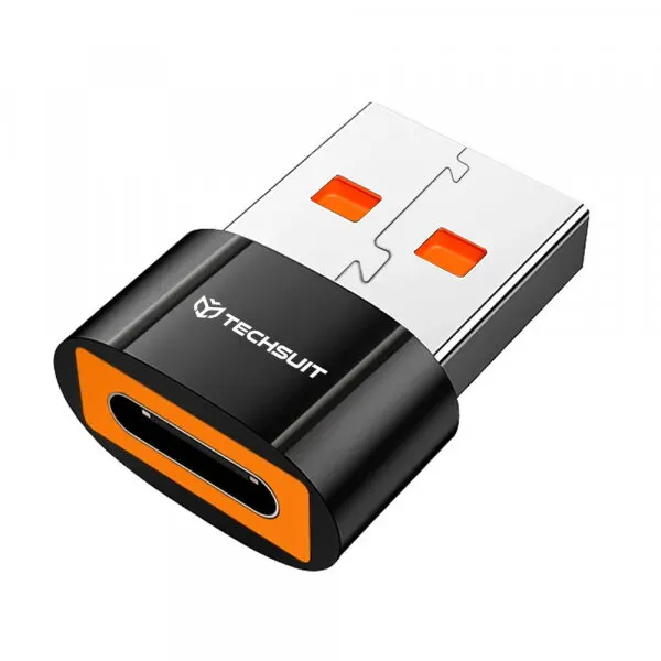 techsuit Adaptor Date si Incarcare USB-C - USB-A Techsuit A7 HyperPort, Negru Portocaliu