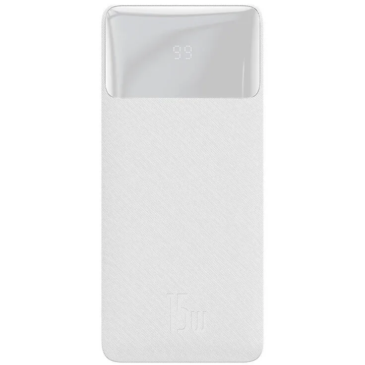 BASEUS Acumulator extern Baseus Bipow Overseas Edition, 20000mAh, 15W, 2xUSB, 1xUSB-C, 1xMicroUSB, Indicator baterie, Alb