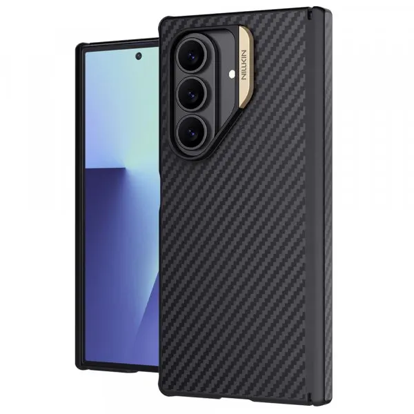NILLKIN Husa MagSafe pentru Samsung Galaxy Z Fold7 F966, Nillkin, Synthetic Fiber Pro, Neagra Aurie
