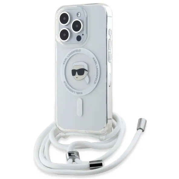 Karl Lagerfeld Husa MagSafe pentru Apple iPhone 16 Pro, Karl Lagerfeld, IML Crossbody Karl's Head, Transparenta