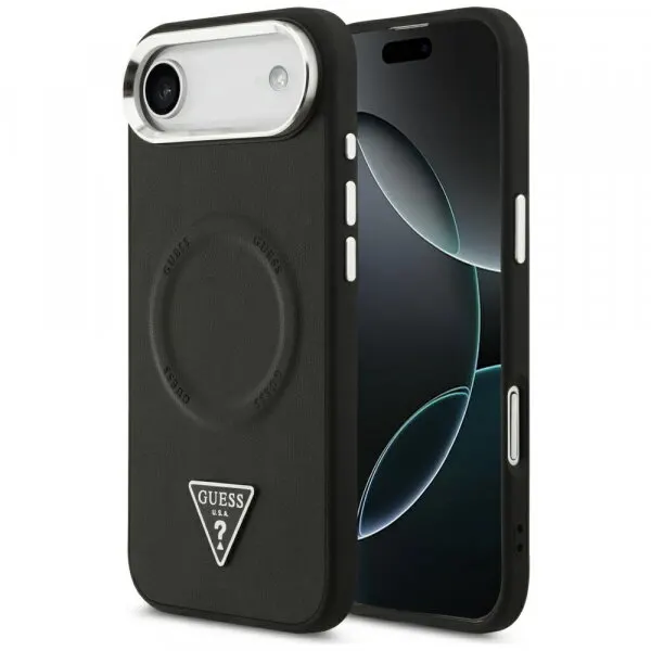 Guess Husa MagSafe pentru Apple iPhone 17 Air, Guess, Triangle Logo, Neagra Argintie