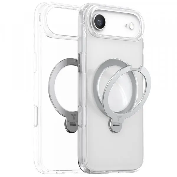 Torras Husa MagSafe pentru Apple iPhone 17 Air, Torras, Ostand Spin, Transparenta