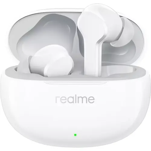 Casti True Wireless Realme T110, Bluetooth, AI ENC, Google Fast Pair, Control tactil, IPX5 (Alb)