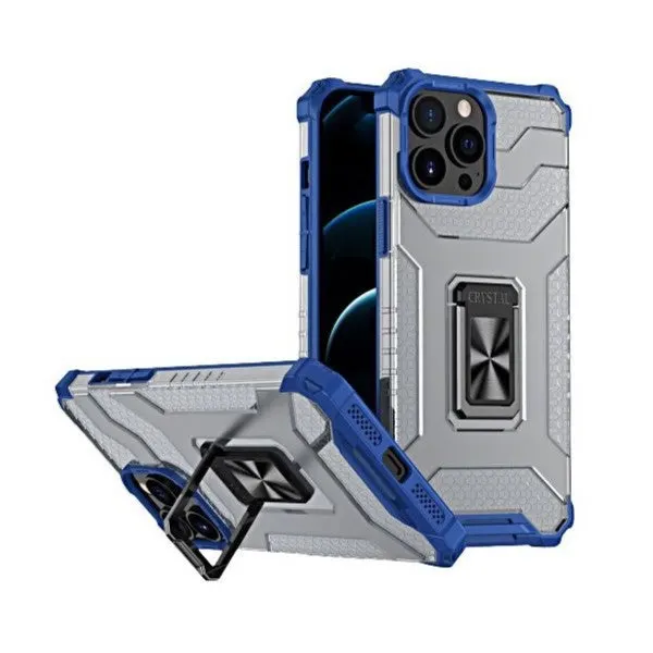 Flippy, Husa de protectie Flippy compatibila cu Apple iPhone 13 Pro Acrylic Armor cu suport Albastr