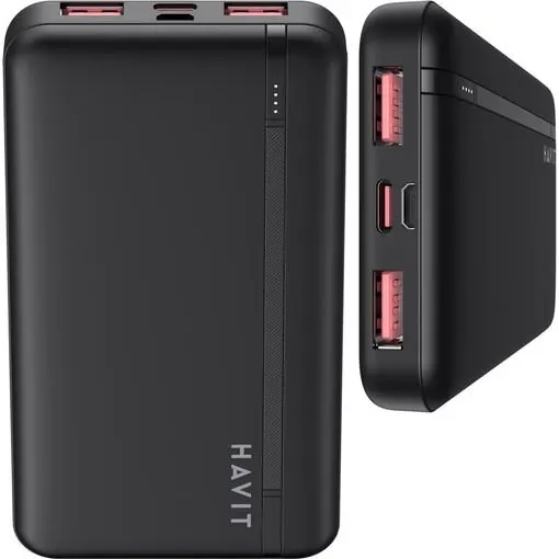 HAVIT Baterie externa, Havit PB90, 10000 mAh, 206 g, 137 x 70 x 16 mm, Negru