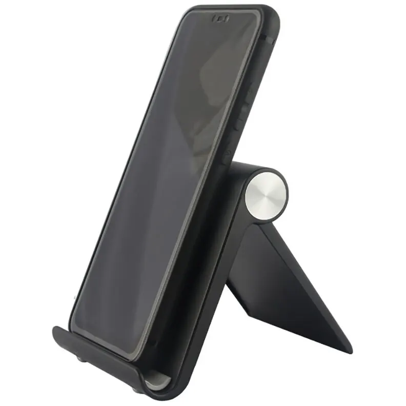 spacer Suport telefon SPACER, pliabil, fixare pe birou, universal cu unghi ajustabil, dimensiuni 90 x 70 x 12mm, negru