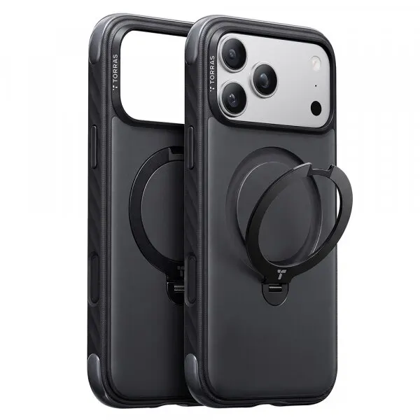 Torras Husa MagSafe pentru Apple iPhone 18 Pro / 17 Pro, Torras, Ostand Q3 Rugged, Neagra