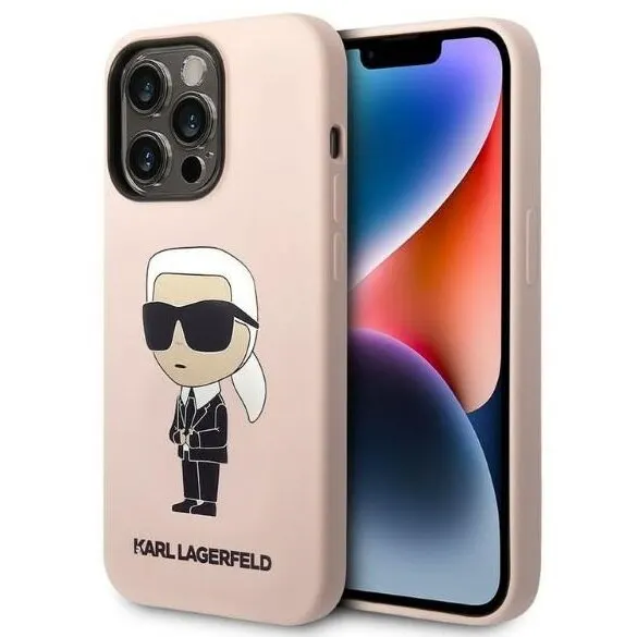 Karl Lagerfeld Husa pentru Apple iPhone 14 Pro Max, Karl Lagerfeld, Silicone Ikonik NFT, Roz