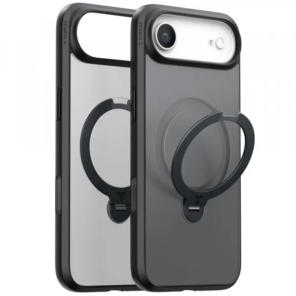 Torras Husa MagSafe pentru Apple iPhone 17 Air, Torras, Ostand Spin, Neagra