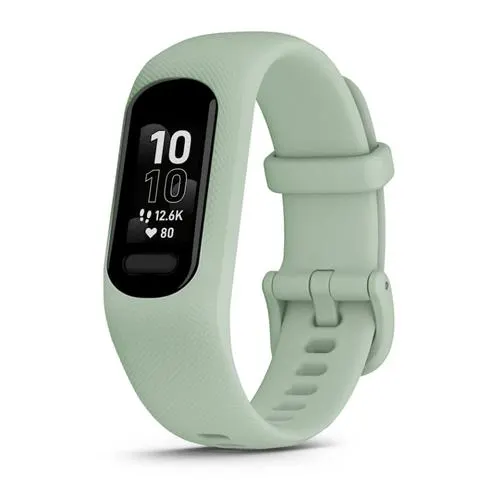 Bratara fitness Garmin vivosmart 5, Afisaj OLED, Bluetooth, curea neagra din silicon, S/M (Verde)