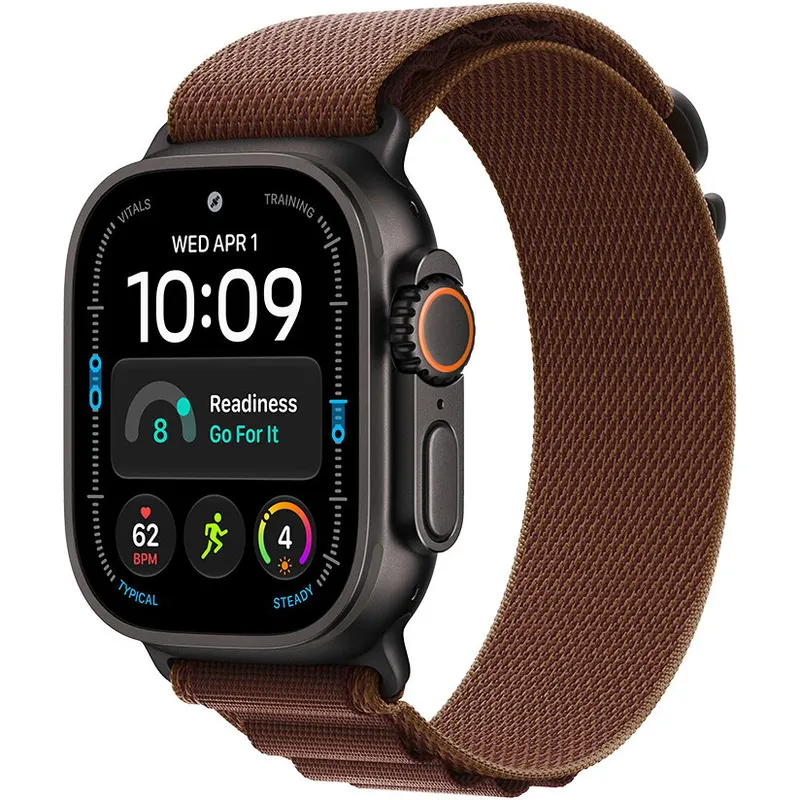 Apple Ceas smartwatch Apple Watch Ultra 4, GPS + Cellular, 49mm, titan, Alpine Loop Burgundy L, Negru