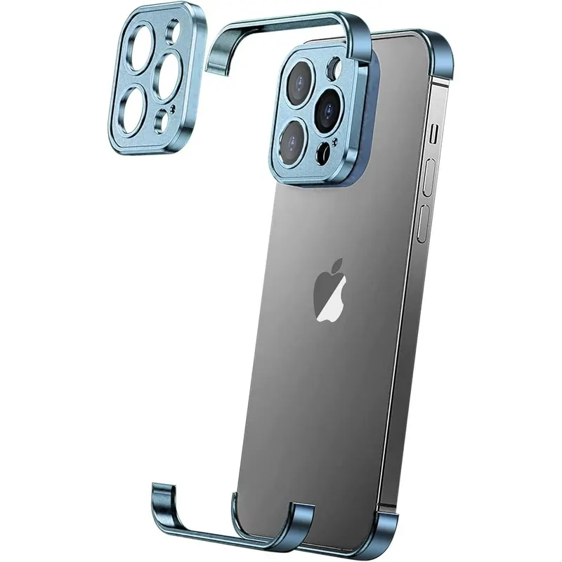 Husa Metalica Edgeless Compatibila cu iPhone 16 Pro Max, Flippy, Protectie pentru Colturi si Camera, Aliaj Aluminiu
