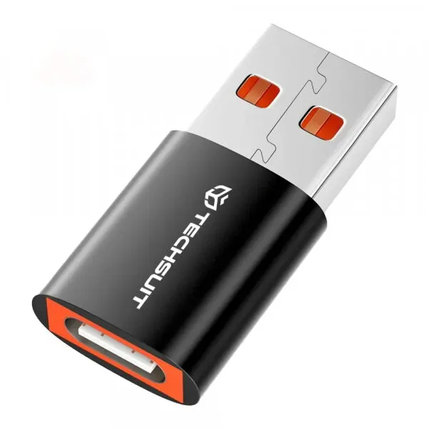 techsuit Adaptor Date si Incarcare USB-C - USB-A Techsuit A5 HyperPort, Negru Portocaliu
