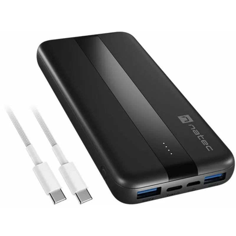 natec Baterie externa Natec Trevi Slim Q V2 10000MAH, cablu USB-C 20W, USB-A 18W, Negru