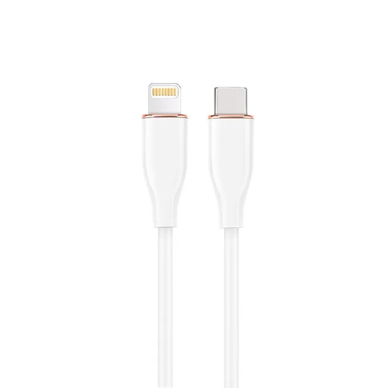 GEMBIRD Cablu silicon USB 2.0 type C la iPhone Lightning 1.5m Alb, Gembird CC-USB2S-CM8PM-1.5M-W