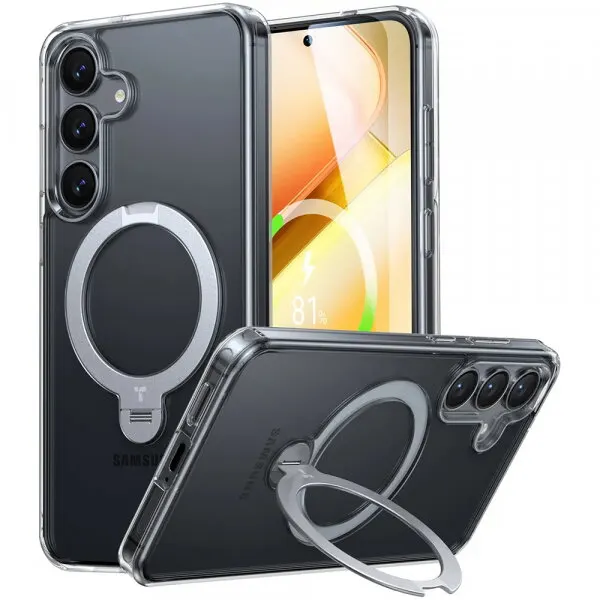 Torras Husa MagSafe pentru Samsung Galaxy S25+ S936, Torras, Ostand Spin, Transparenta