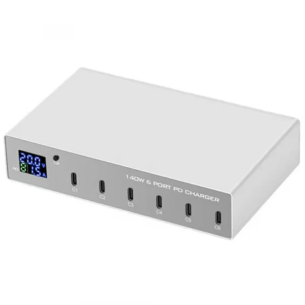 OEM Incarcator Statie OEM WLX-X6P, 140W, 3A, 6 x USB-C, Argintiu