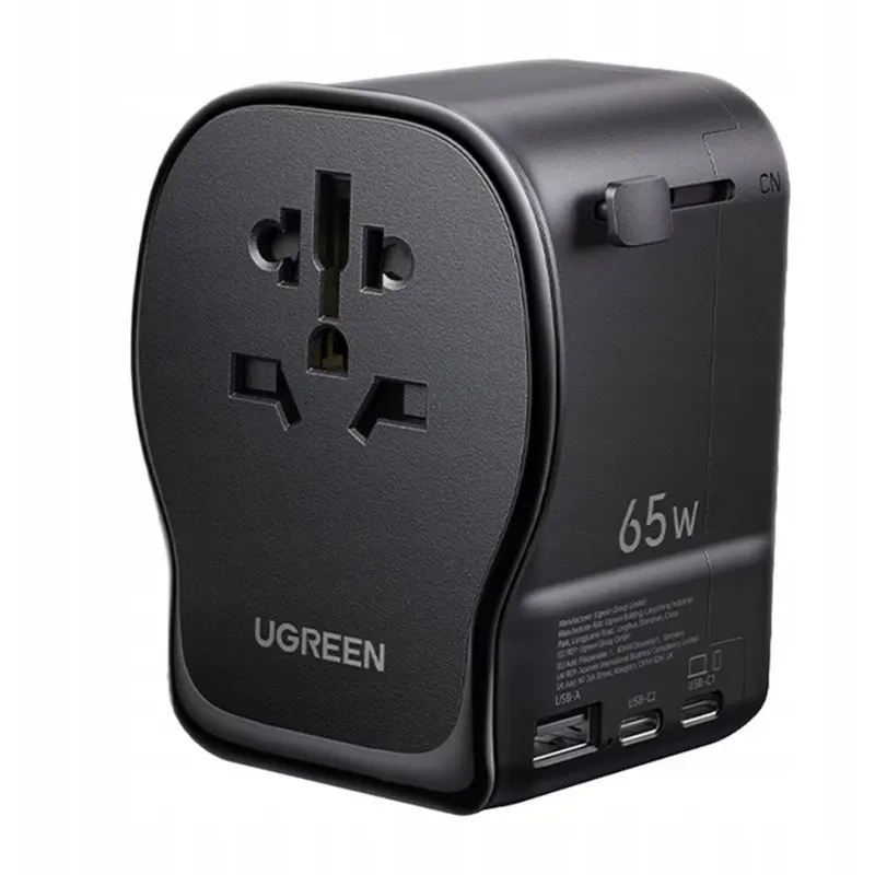 Ugreen Incarcator retea Ugreen Travel Adapter, GaN 65W, 2x USB-C, 1x USB-A, 3-Pin US/UK/EU/AUS/CN, Negru