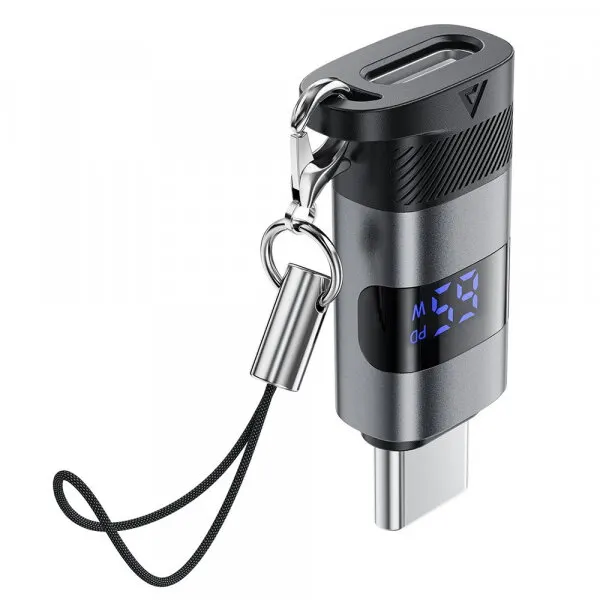 AceFast Adaptor Date si Incarcare USB-C - USB-C Acefast J9 Display, Gri