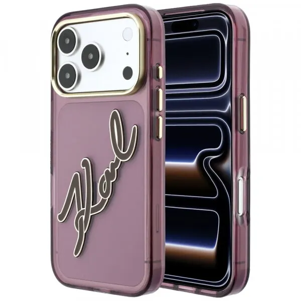 Karl Lagerfeld Husa pentru Apple iPhone 18 Pro Max / 17 Pro Max, Karl Lagerfeld, IML Big Signature Resin Logo Metal Frame, Visinie