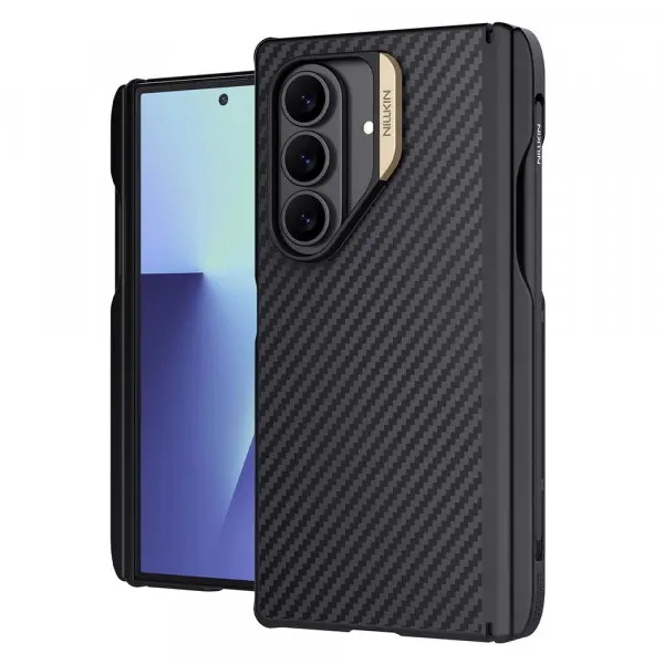 NILLKIN Husa MagSafe pentru Samsung Galaxy Z Fold7 F966, Nillkin, Synthetic Fiber Pro with S-Pen Holder, Neagra Aurie