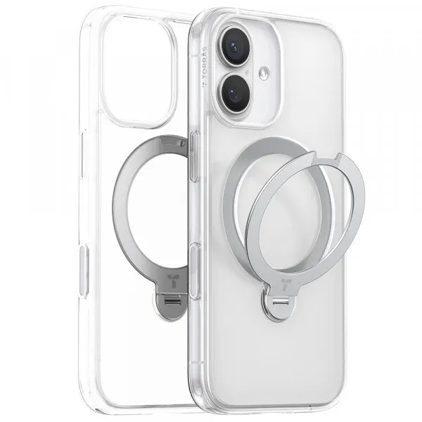 Torras Husa MagSafe pentru Apple iPhone 17, Torras, Ostand Spin, Transparenta