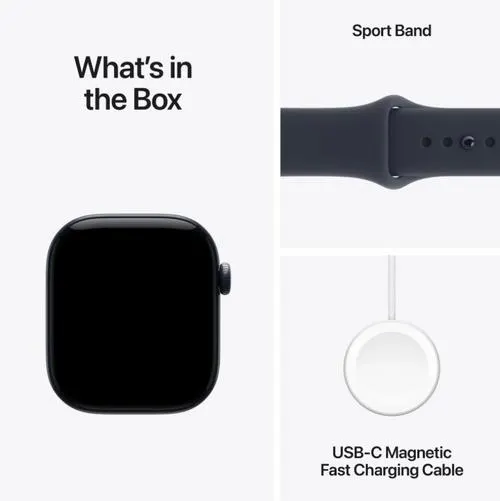 Smartwatch Apple Watch 12, GPS + Cellular, 42mm, Ecran Retina LTPO OLED, Chip S11 cu Procesor Dual-Core, 64GB Flash, Wi-Fi, Bluetooth, Carcasa Ceramica, Curea Sport Band M/L (Albastru)