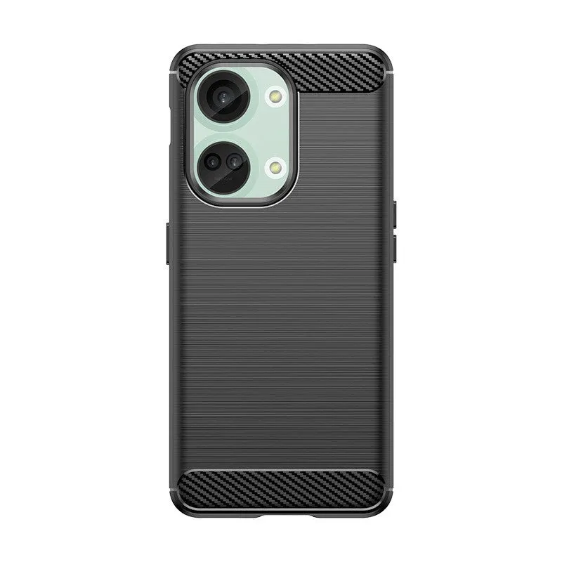 Husa Protectie pentru OnePlus Nord 3, Flippy, din Silicon TPU Moale, Textura Periat, Anti Cadere, cu Element Carbon