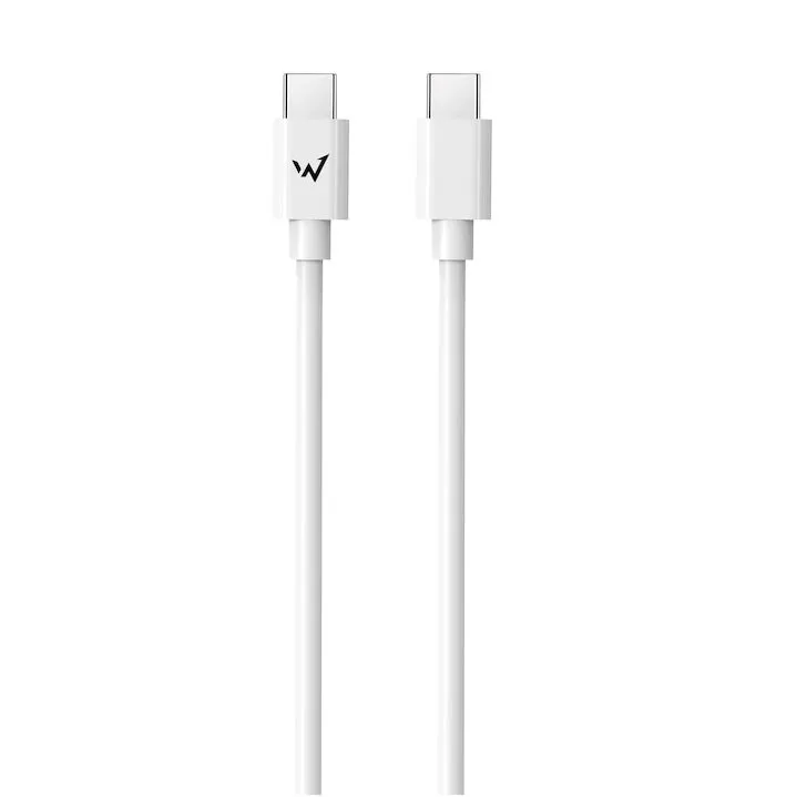Wonder Cablu incarcare si transfer date Wonder, universal, USB-C la USB-C, lungime 1m, Alb