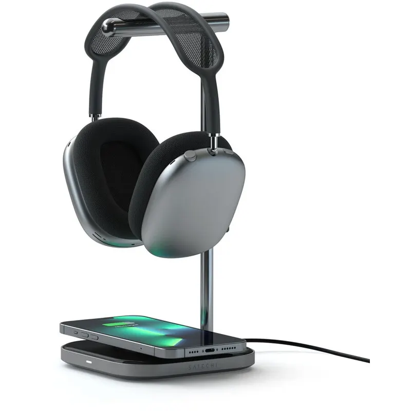 Satechi Satechi 2-IN-1 Headphone Stand w Wireless Charger USB-C (Cable inc., Adapter not inc.) - Space Grey)