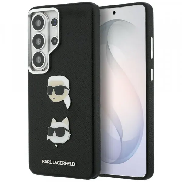 Karl Lagerfeld Husa pentru Samsung Galaxy S26 Ultra S948, Karl Lagerfeld, Saffiano Karl & Choupette's Head Pin, Neagra