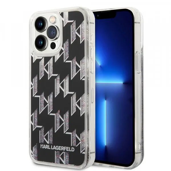 Karl Lagerfeld Husa MagSafe pentru Apple iPhone 14 Pro Max, Karl Lagerfeld, Monogram Liquid Glitter, Neagra
