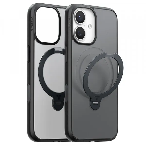 Torras Husa MagSafe pentru Apple iPhone 17, Torras, Ostand Spin, Neagra